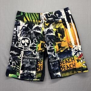 Vintage Y2K Billabong Men's Board Shorts Skull and Crossbones Size 34